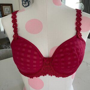 Marie Jo Avero Unlined Multiway Underwire Checkered Fabric & Lace Bra Red 32D